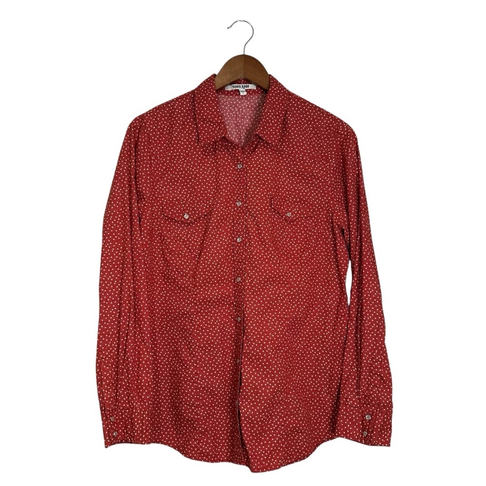 Daniel Rainn L Red Polka Dot Western Cowgirl Long Sleeve Pearl Snap Button Shirt